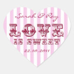 Pink and white Candy stripe love is sweet sticker