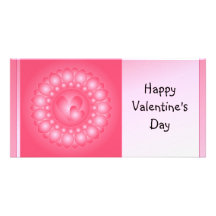 Pink and white cute hearts customized photo card