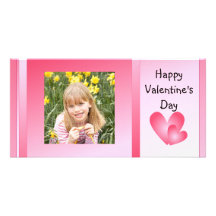 Pink and white cute hearts photo card