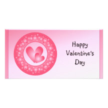 Pink and white cute hearts photo card