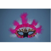 Pink and white feather mask photo cut out