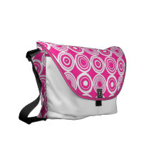 Pink and white Geometric Circles Messenger Bags