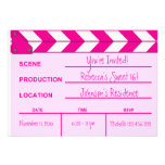 Pink and White Movie Clapboard Sweet 16 invites