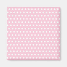 Pink and White Polka Dot Pattern. Spotty. Magnets