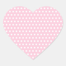Pink and White Polka Dot Pattern. Spotty. Heart Sticker