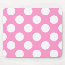 Pink and White Polka Dots Mousepad