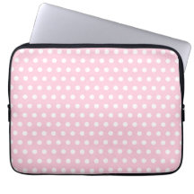 Pink and White Polka Dots Pattern. Laptop Sleeves