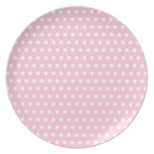 Pink and White Polka Dots Pattern. Dinner Plate