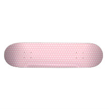Pink and White Polka Dots Pattern. Custom Skateboard
