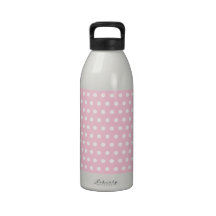 Pink and White Polka Dots Pattern. Water Bottle