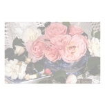 Pink and white roses customized stationery