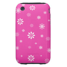 Pink and white snowflakes iPhone 3 tough cases