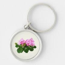Pink and White Striped Geraniums Keychains