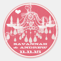 Pink and White Vintage Damask Chandelier Stickers