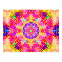 Pink and Yellow Kaleidoscope Fractal Postcards