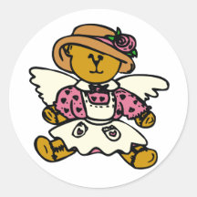 Pink Angel Round Sticker