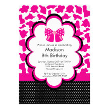 Pink Animal Print Diva Birthday Party Invitation