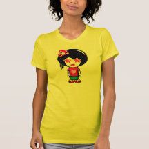 Pink apple girl in Yellow t-shirts