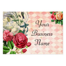 Pink Argyle Floral Business Card