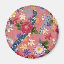 Pink Asian Floral Magnet