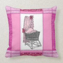 Pink Baby Bassinet Patchwork Pillow