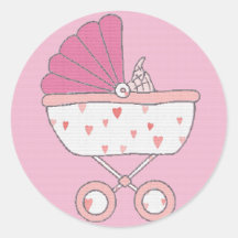 Pink Baby Carriage Sticker