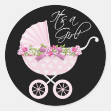 Pink Baby Carriage Stickers