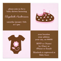 Pink Baby Clothes Invitations