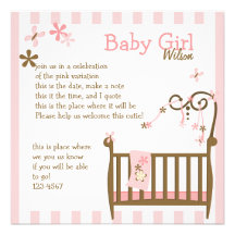 Pink Baby Crib Personalised Announcement