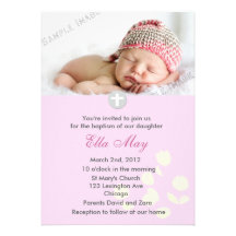 Pink Baby Girl Christening Invitation