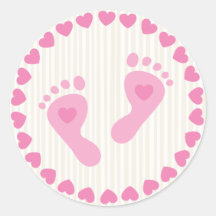Pink baby girl feet envelope stickers