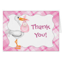 Pink Baby Girl Thank You Card