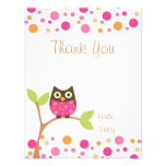 Pink Baby Owl-Hot Pink By Request-Thank You Note Custom Invite
