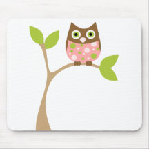 Pink Baby Owl Mousepad
