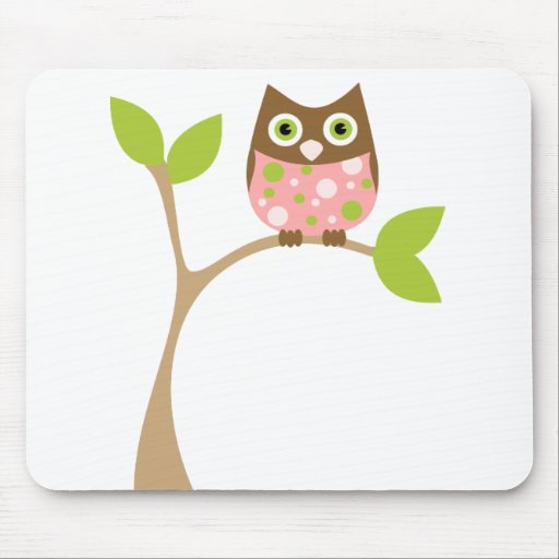 Pink Baby Owl Mousepad
