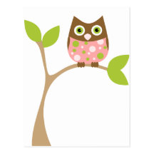 Pink Baby Owl Postcard