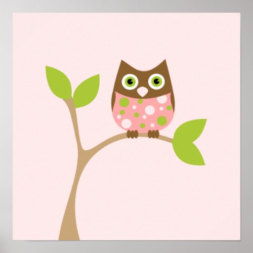 Pink Baby Owl Posters