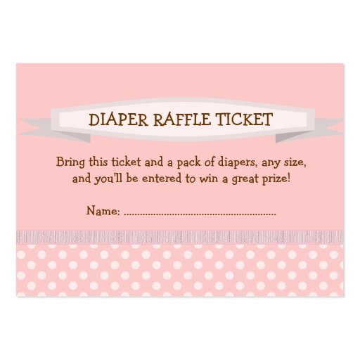 Pink Baby Shower Diaper Raffle Ticket Insert Business Card Template ...