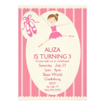Pink Ballerina Birthday Party Invitations
