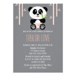 Pink Bamboo Panda in Diapers Baby Shower Cards