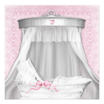 Pink Bassinet Baby Shower Invitations