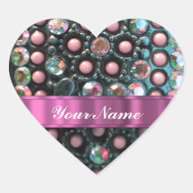 Pink beaded perrsonalized sticker
