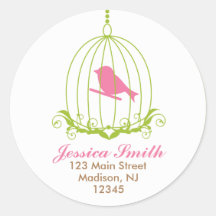 Pink Bird in cage Stickers