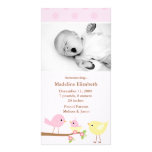 Pink Birds Birth Announcement Customised Photo Card
