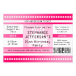 Pink Birthday Party Admission Ticket Invitations