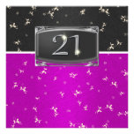 Pink black 21st elegant modern personalized invite