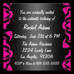 Pink Black and White Birthday Party Invitation invitations