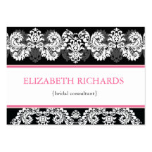 Pink & Black Brocade Chubby Business Card