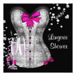 Pink Black Corset Lingerie Bridal Shower Personalised Announcement