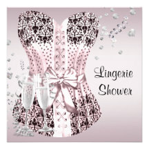 Pink Black Corset Lingerie Bridal Shower Custom Announcements